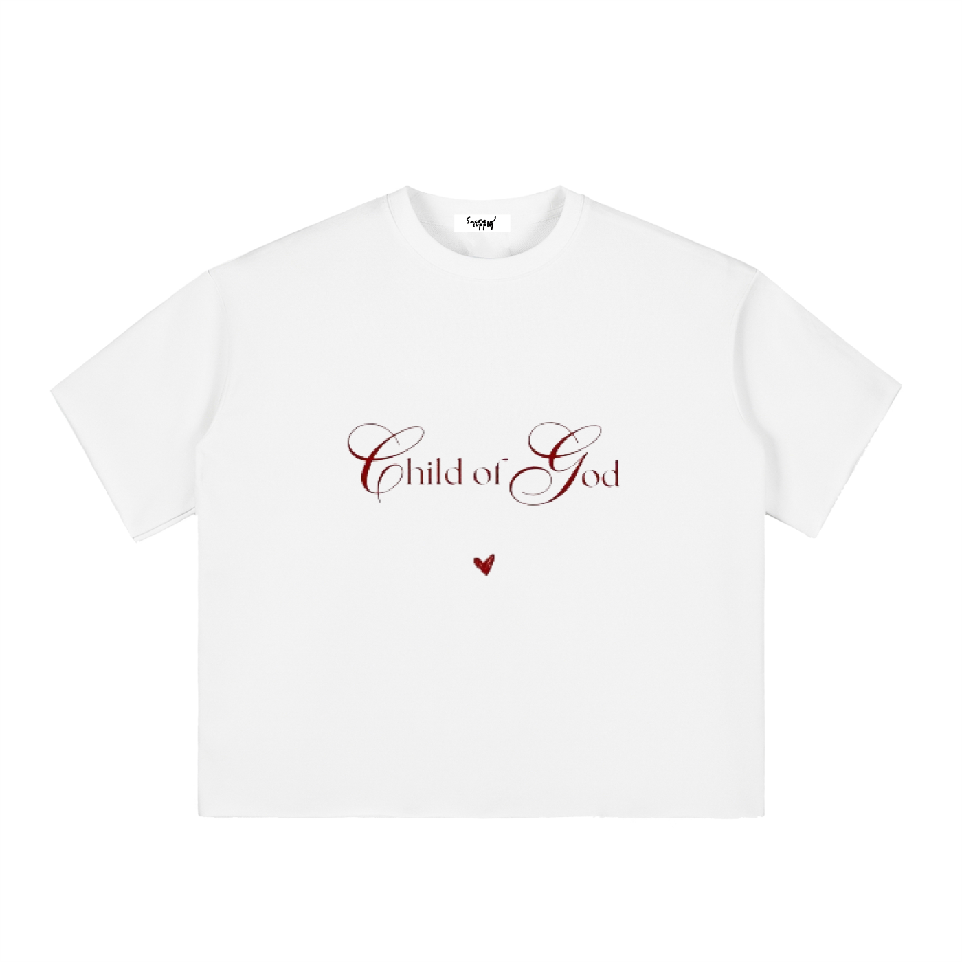 Boxy Half-Sleeve Raw-Edge T-Shirt